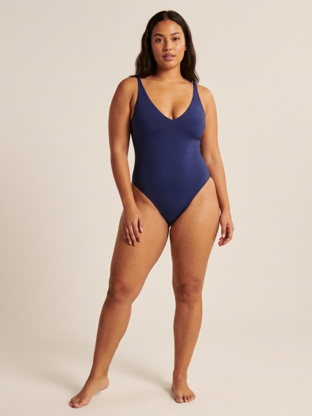 RELLECIGA High Cut Low Back One Piece Thong Swimsuit Women Large Blue Sexy